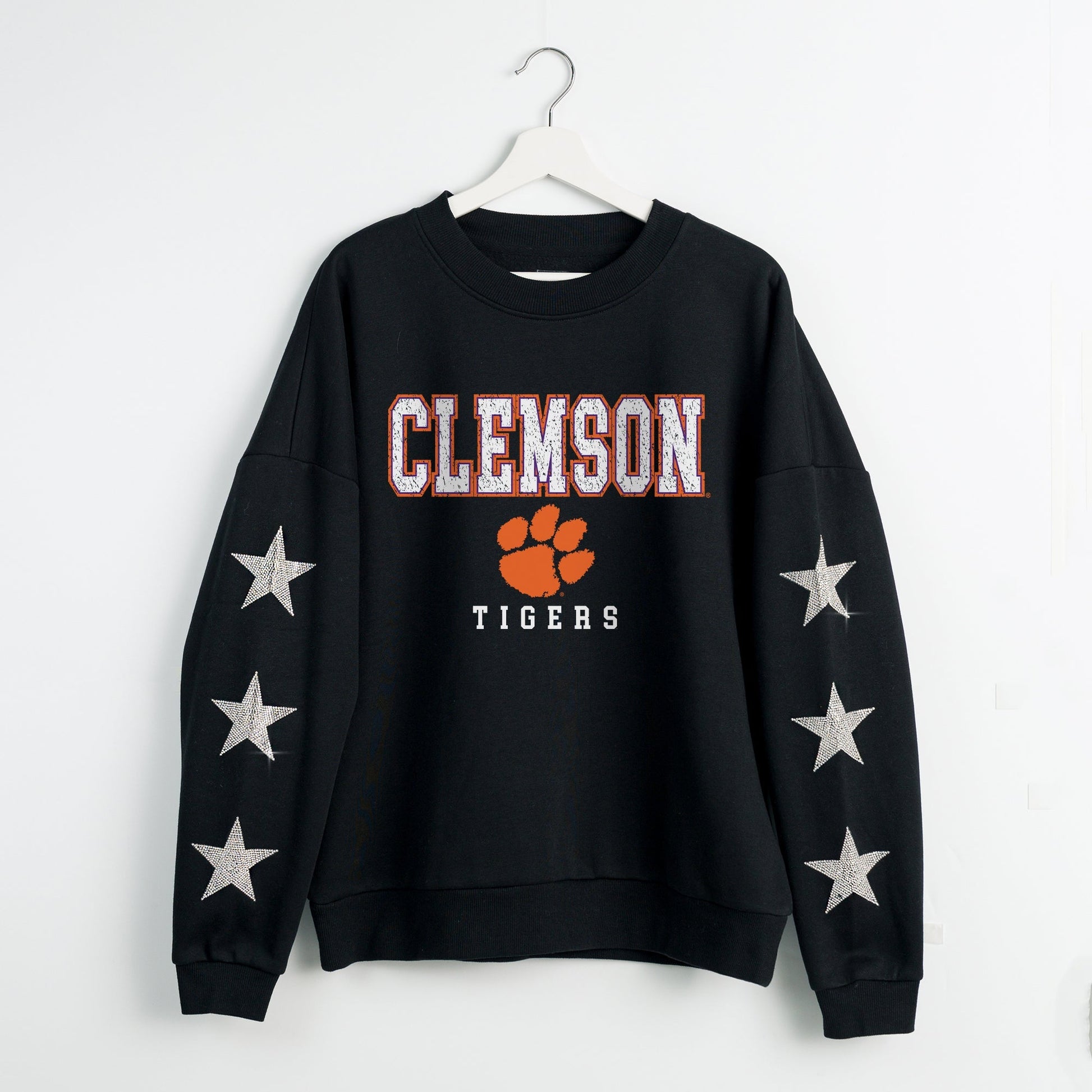 CLEMSON TIGERS VELOCITY STAR EMBELLISHED CREW SWEATSHIRT
