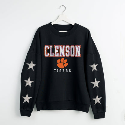 CLEMSON TIGERS VELOCITY STAR EMBELLISHED CREW SWEATSHIRT