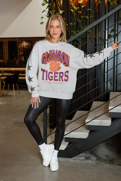 CLEMSON TIGERS RESILIENCE STAR EMBELLISHED CREW SWEATSHIRT