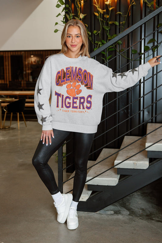 CLEMSON TIGERS RESILIENCE STAR EMBELLISHED CREW SWEATSHIRT