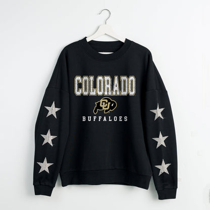 COLORADO BUFFALOES VELOCITY STAR EMBELLISHED CREW SWEATSHIRT