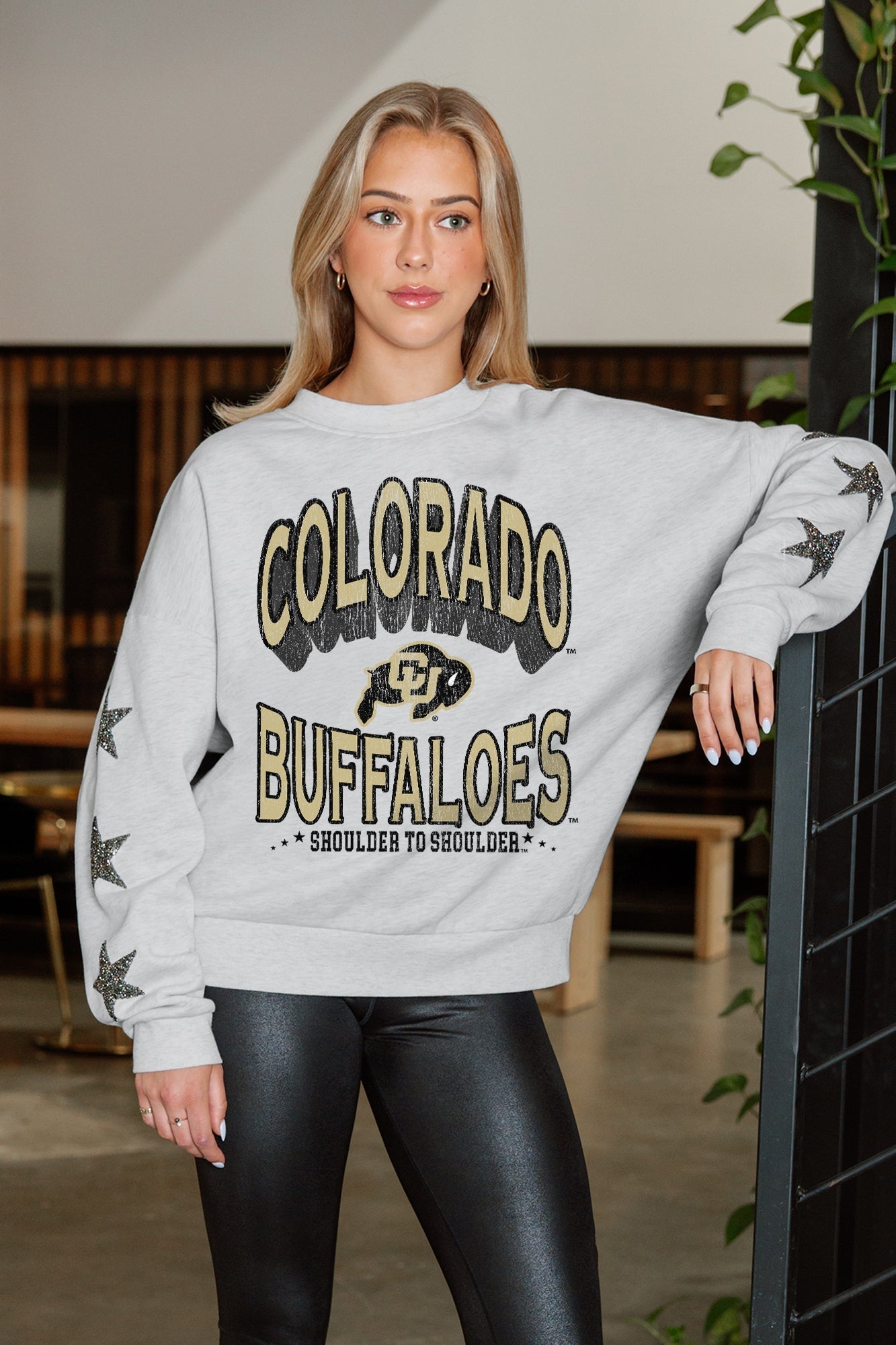 COLORADO BUFFALOES RESILIENCE STAR EMBELLISHED CREW SWEATSHIRT