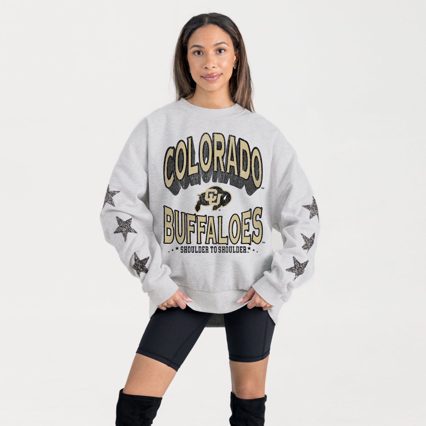 COLORADO BUFFALOES RESILIENCE STAR EMBELLISHED CREW SWEATSHIRT