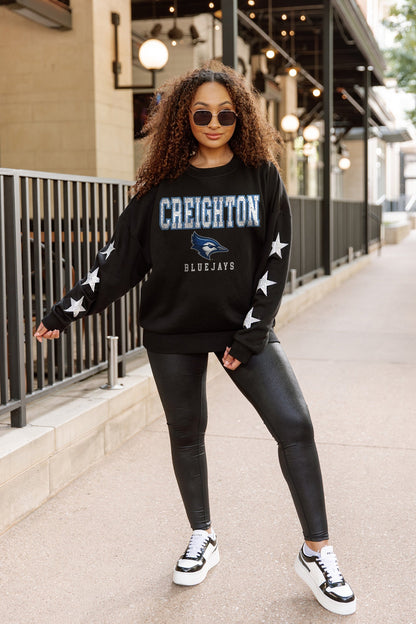 CREIGHTON BLUEJAYS VELOCITY STAR EMBELLISHED CREW SWEATSHIRT