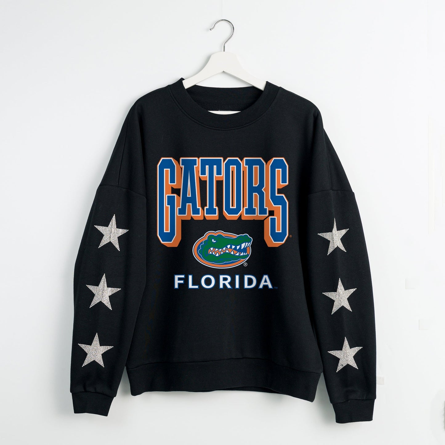 FLORIDA GATORS PURE VICTORY EMBELLISHED STAR SLEEVE CREWNECK PULLOVER