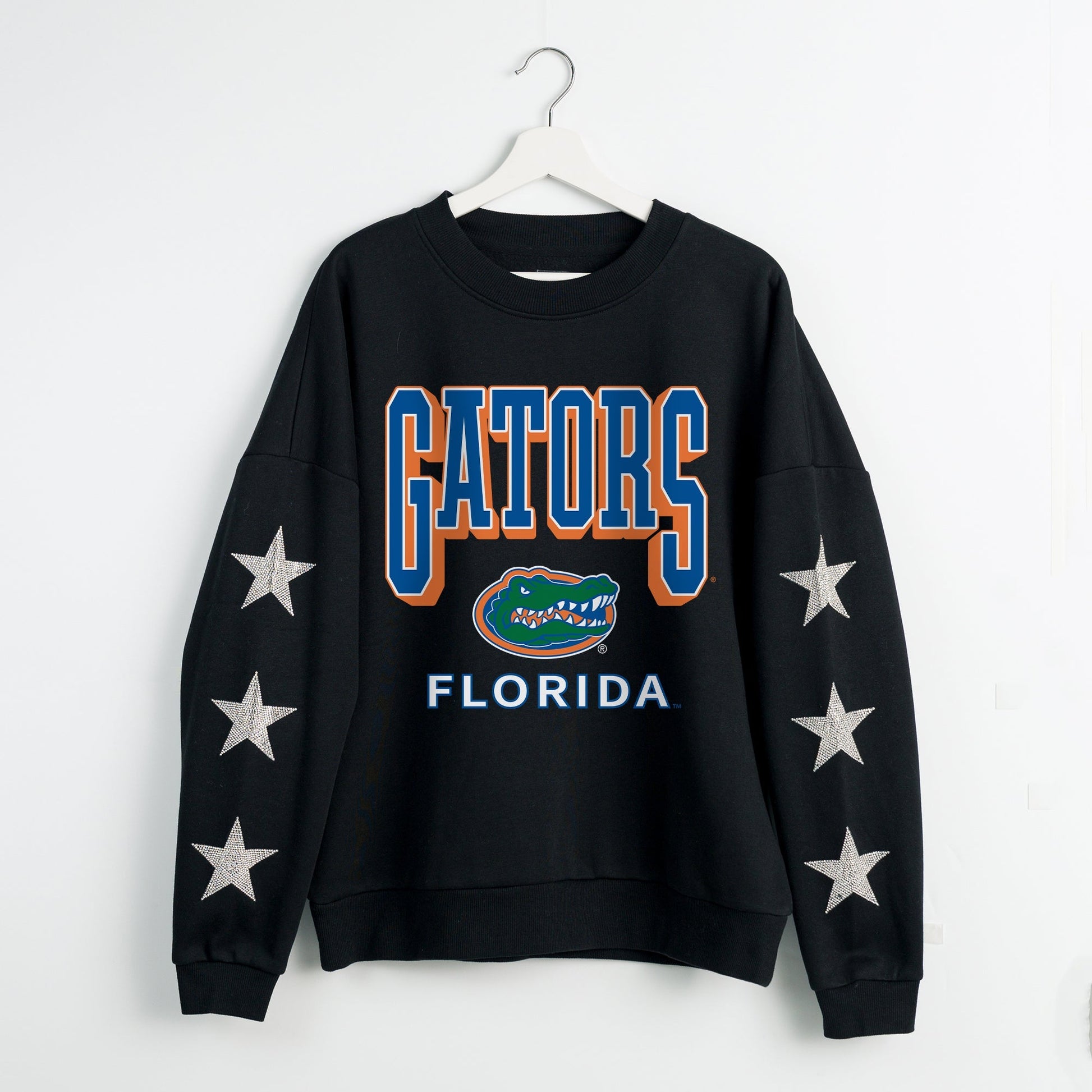 FLORIDA GATORS PURE VICTORY EMBELLISHED STAR SLEEVE CREWNECK PULLOVER