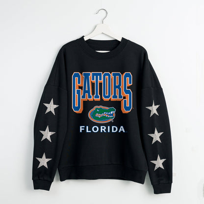 FLORIDA GATORS PURE VICTORY EMBELLISHED STAR SLEEVE CREWNECK PULLOVER