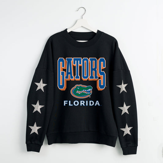 FLORIDA GATORS PURE VICTORY EMBELLISHED STAR SLEEVE CREWNECK PULLOVER