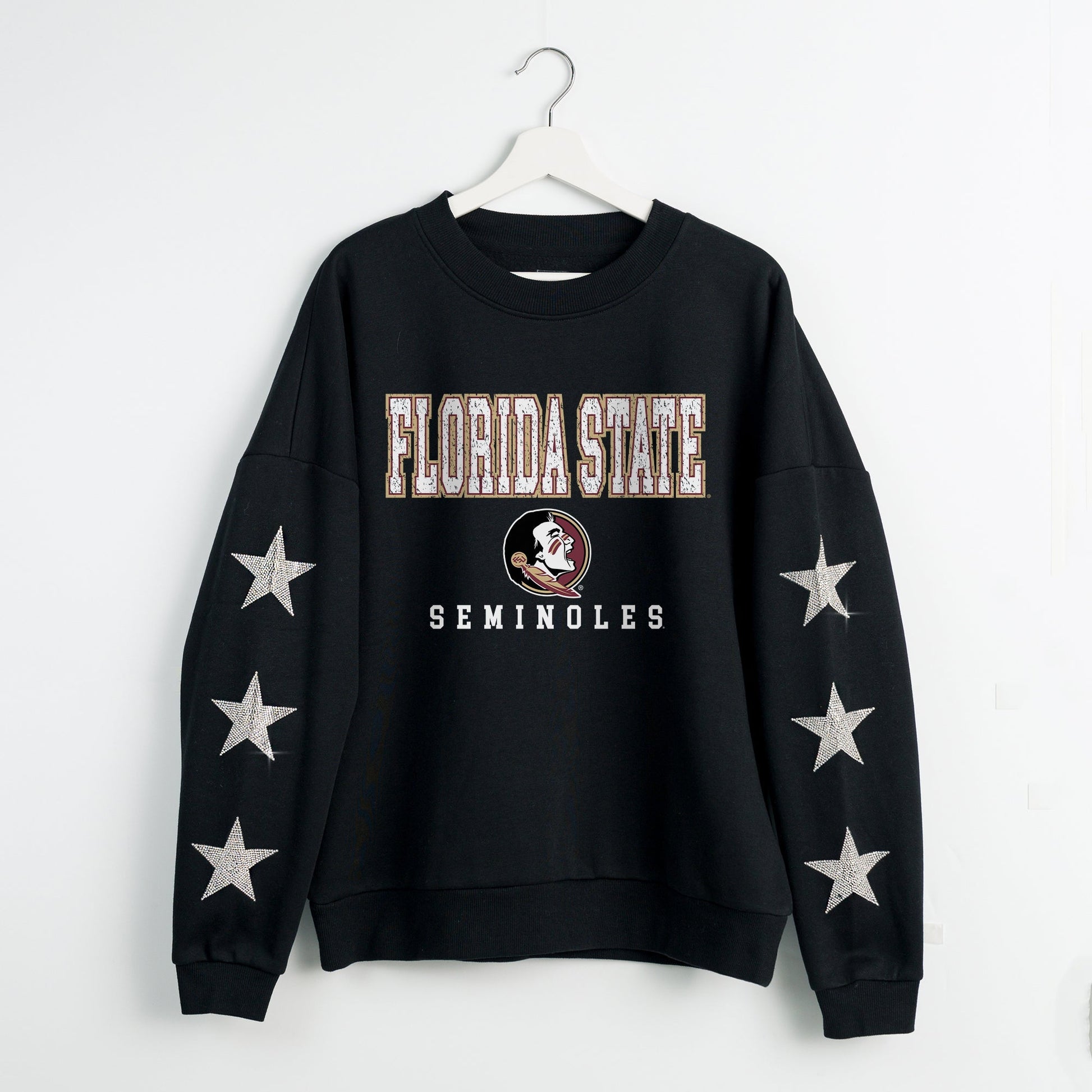 FLORIDA STATE SEMINOLES VELOCITY STAR EMBELLISHED CREW SWEATSHIRT