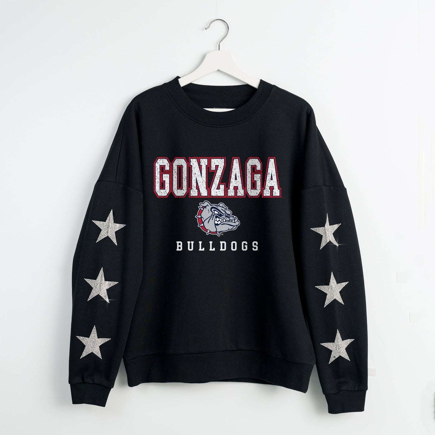 GONZAGA BULLDOGS VELOCITY STAR EMBELLISHED CREW SWEATSHIRT