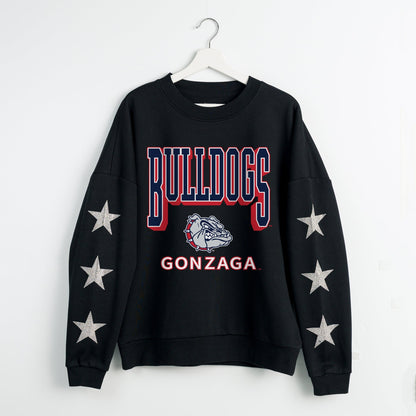 GONZAGA BULLDOGS PURE VICTORY EMBELLISHED STAR SLEEVE CREWNECK PULLOVER