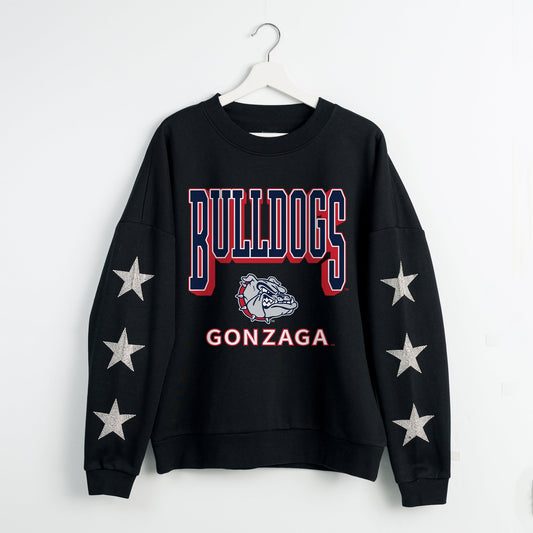 GONZAGA BULLDOGS PURE VICTORY EMBELLISHED STAR SLEEVE CREWNECK PULLOVER