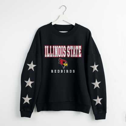 ILLINOIS STATE REDBIRDS VELOCITY STAR EMBELLISHED CREW SWEATSHIRT