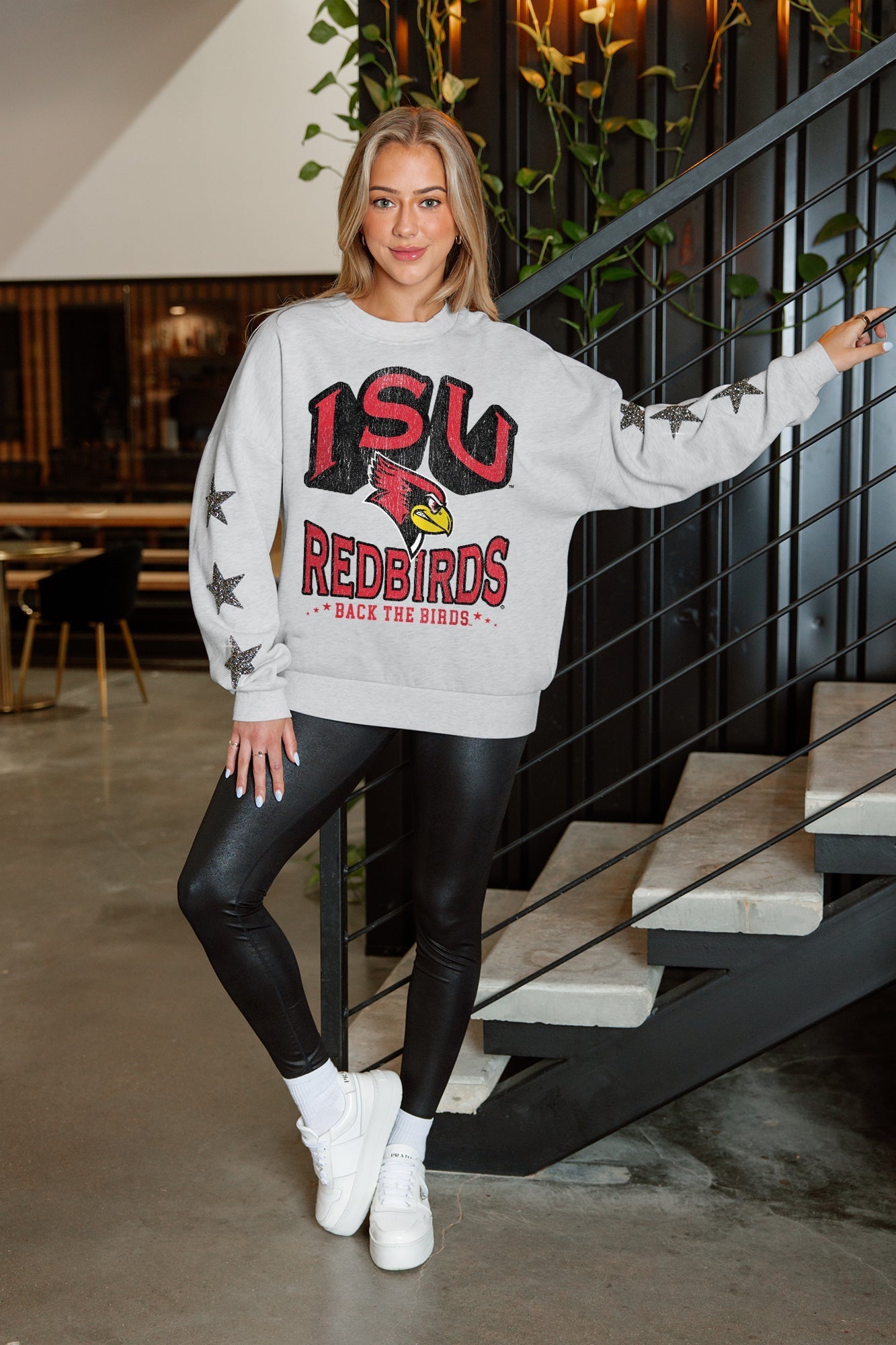 ILLINOIS STATE REDBIRDS RESILIENCE STAR EMBELLISHED CREW SWEATSHIRT