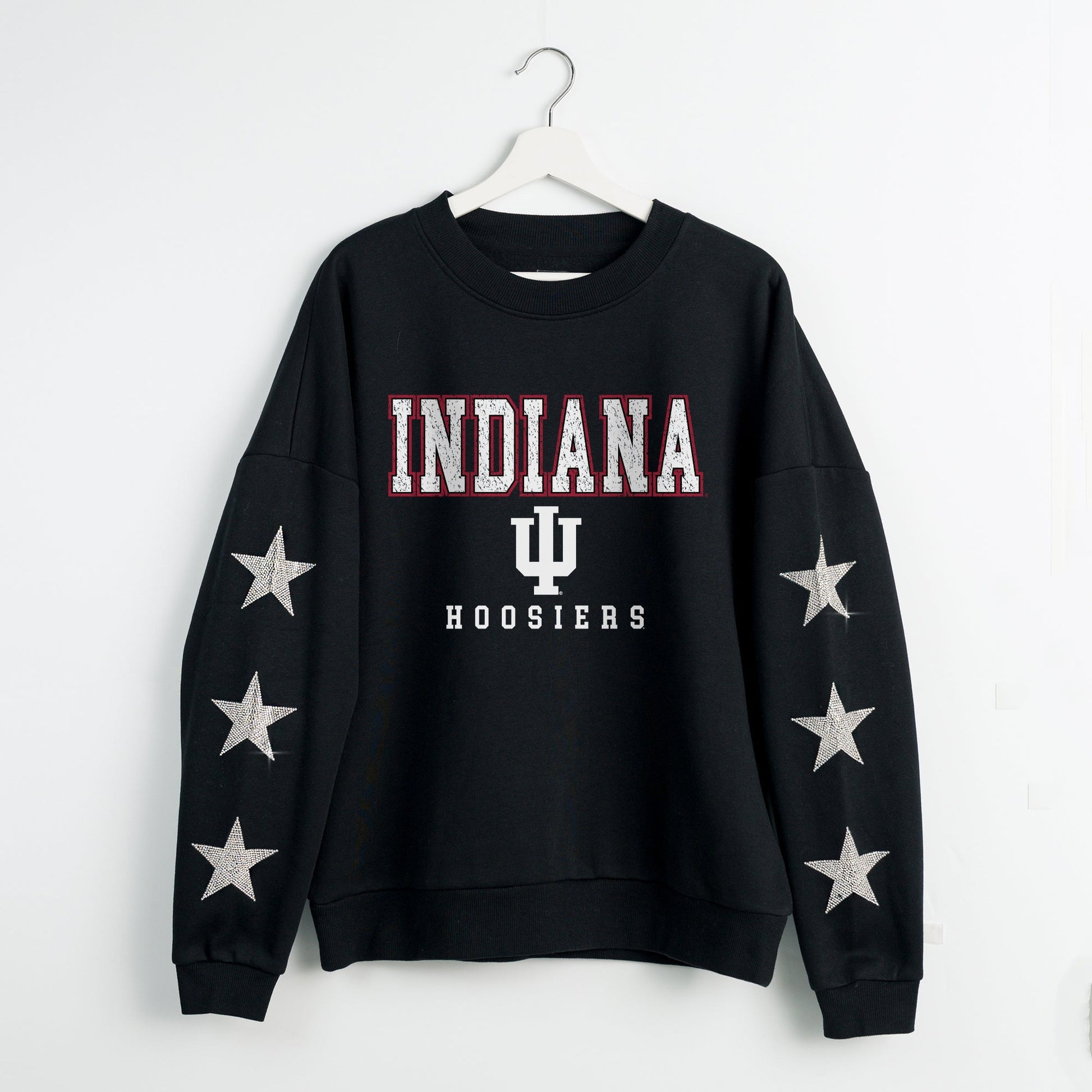 INDIANA HOOSIERS VELOCITY STAR EMBELLISHED CREW SWEATSHIRT