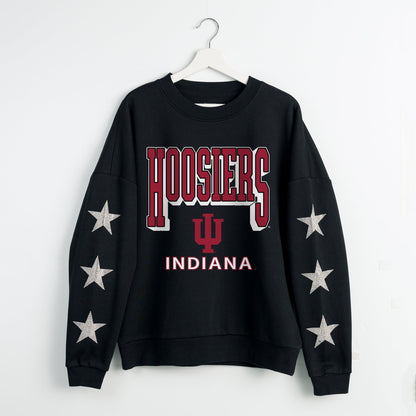 INDIANA HOOSIERS PURE VICTORY EMBELLISHED STAR SLEEVE CREWNECK PULLOVER