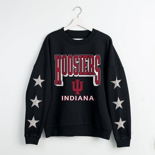 INDIANA HOOSIERS PURE VICTORY EMBELLISHED STAR SLEEVE CREWNECK PULLOVER