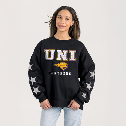 NORTHERN IOWA PANTHERS VELOCITY STAR EMBELLISHED CREW SWEATSHIRT