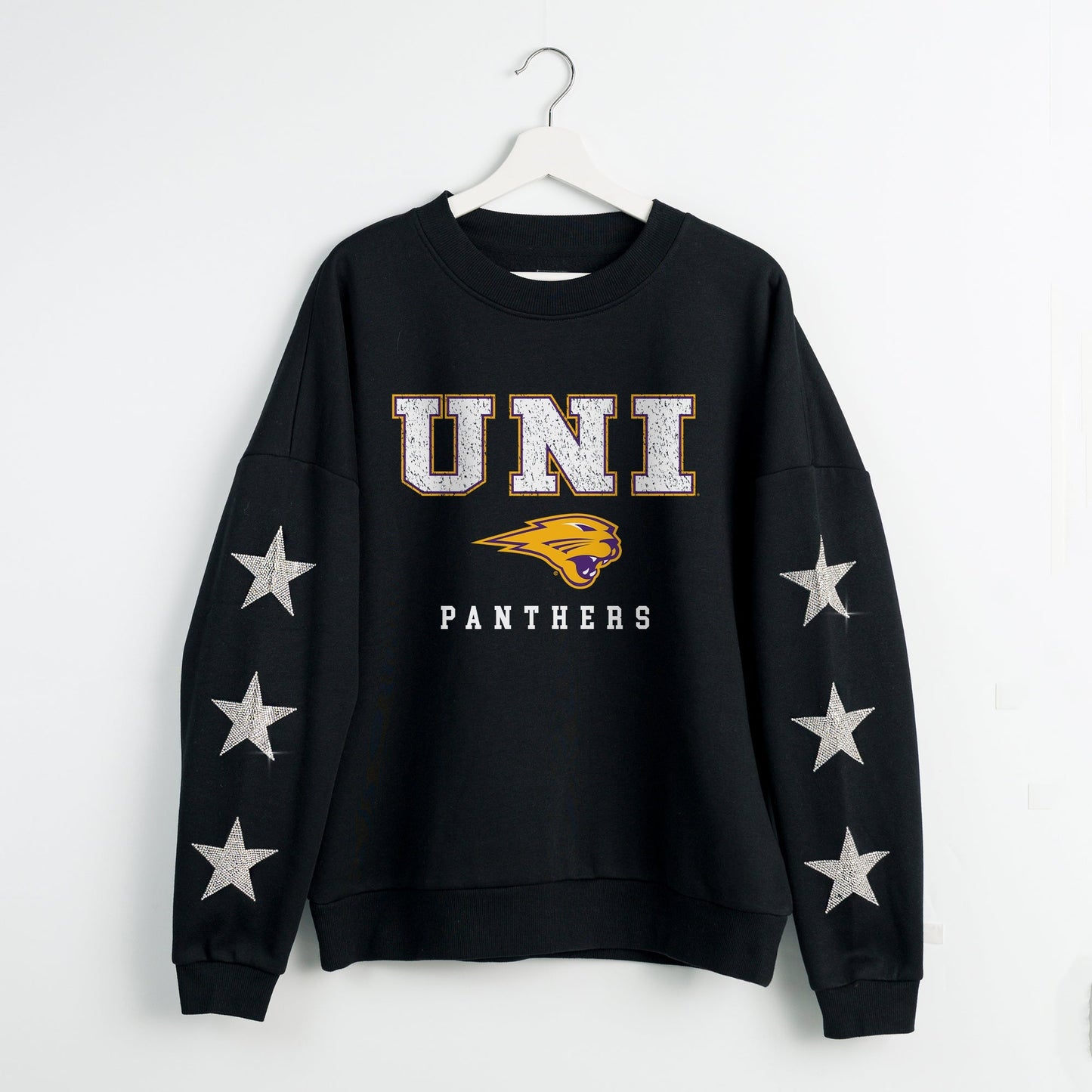NORTHERN IOWA PANTHERS VELOCITY STAR EMBELLISHED CREW SWEATSHIRT