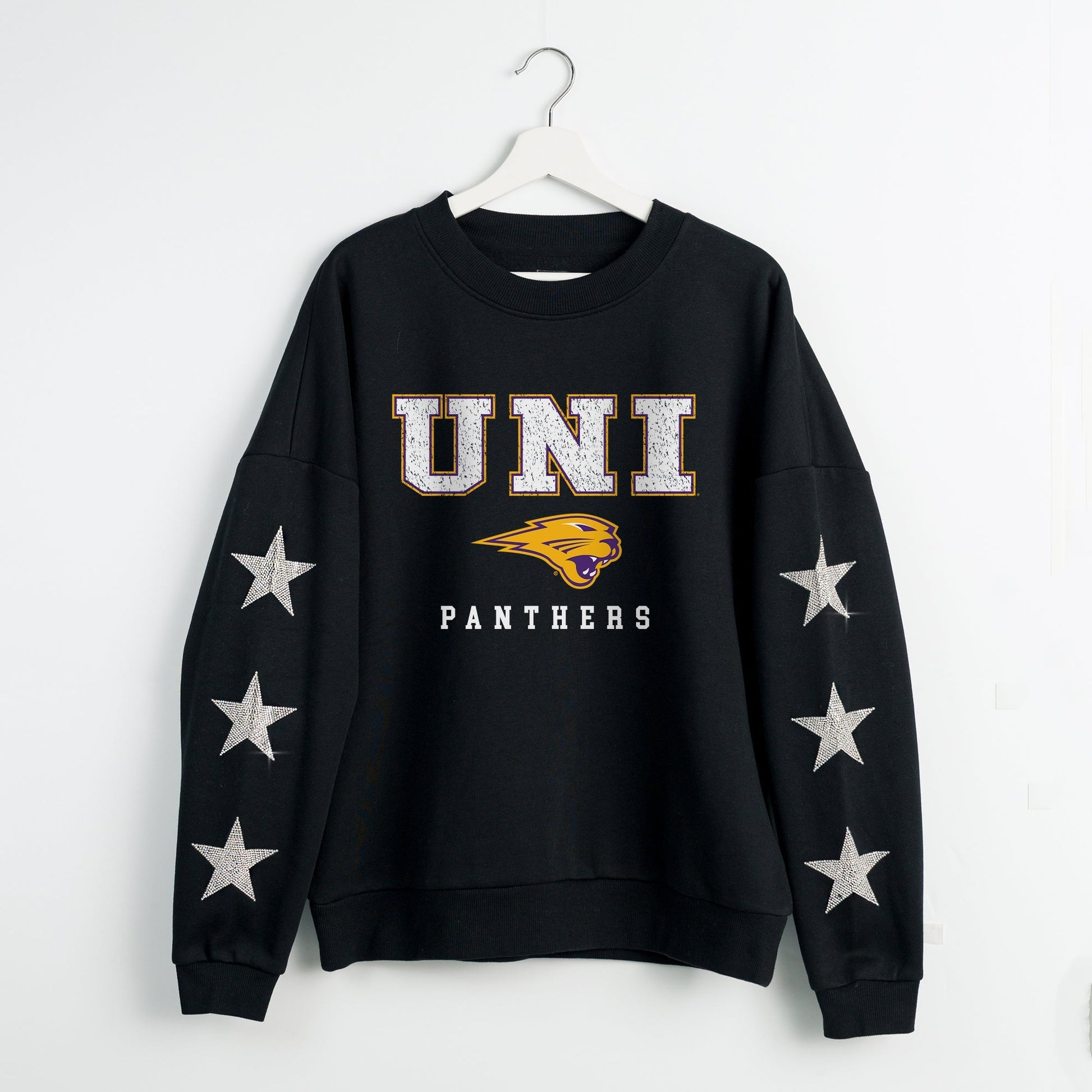 NORTHERN IOWA PANTHERS VELOCITY STAR EMBELLISHED CREW SWEATSHIRT