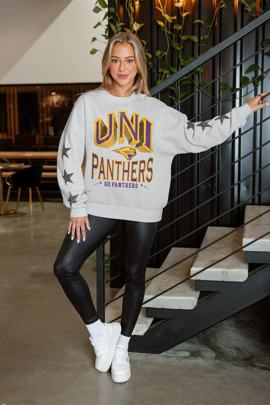 NORTHERN IOWA PANTHERS RESILIENCE STAR EMBELLISHED CREW SWEATSHIRT