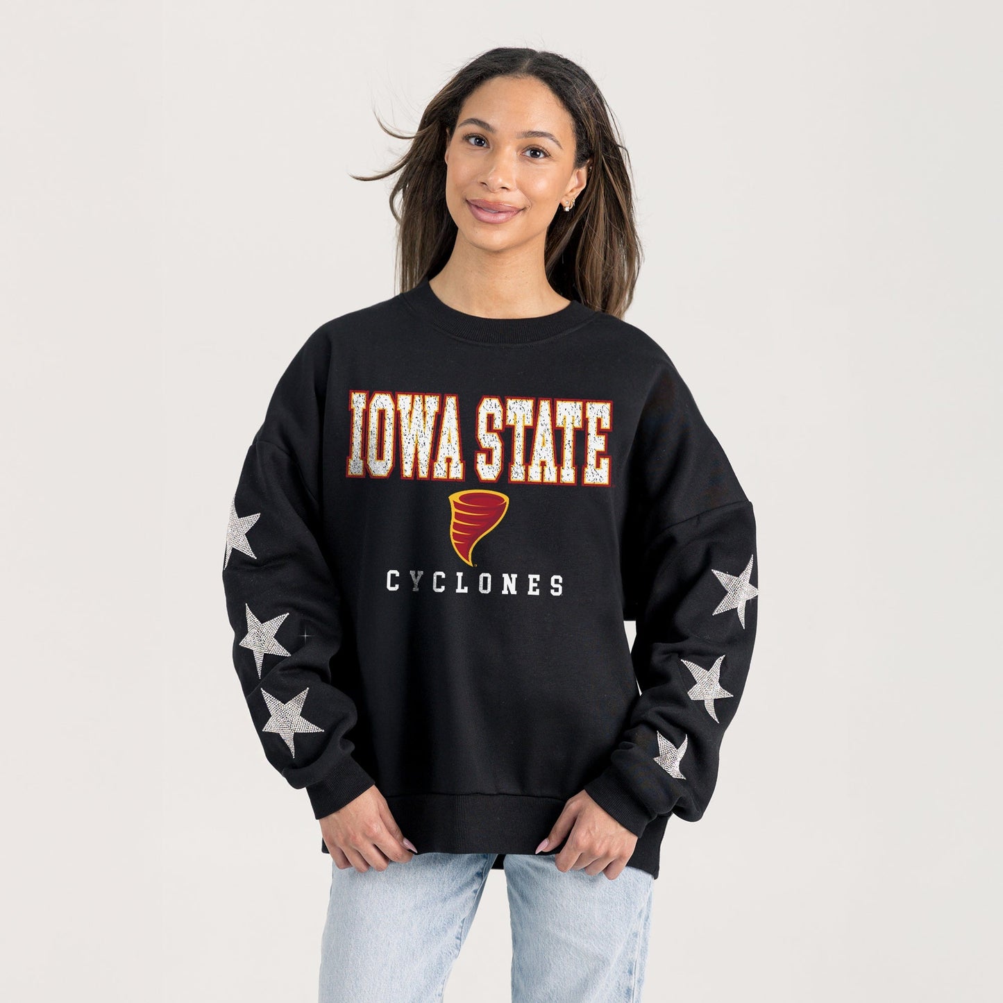 IOWA STATE CYCLONES VELOCITY STAR EMBELLISHED CREW SWEATSHIRT