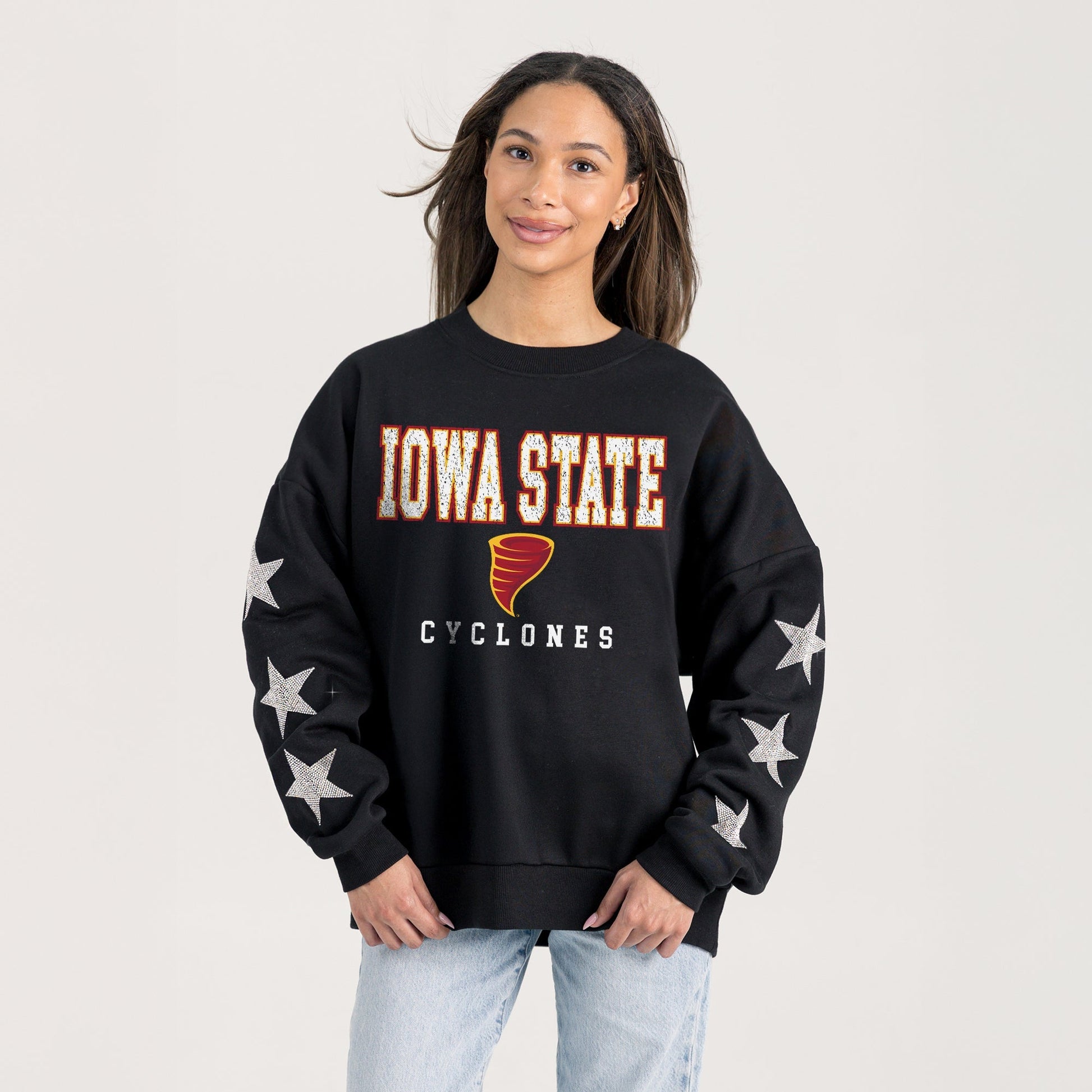 IOWA STATE CYCLONES VELOCITY STAR EMBELLISHED CREW SWEATSHIRT