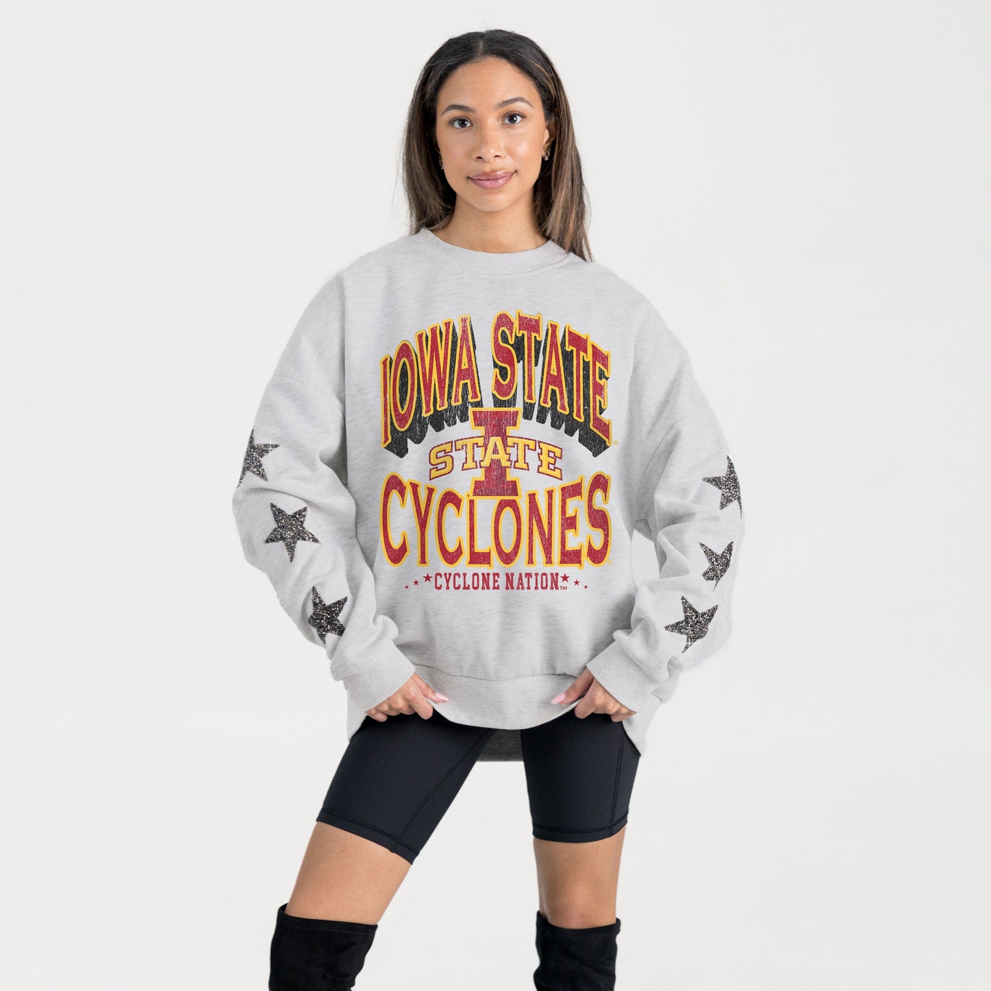 IOWA STATE CYCLONES RESILIENCE STAR EMBELLISHED CREW SWEATSHIRT