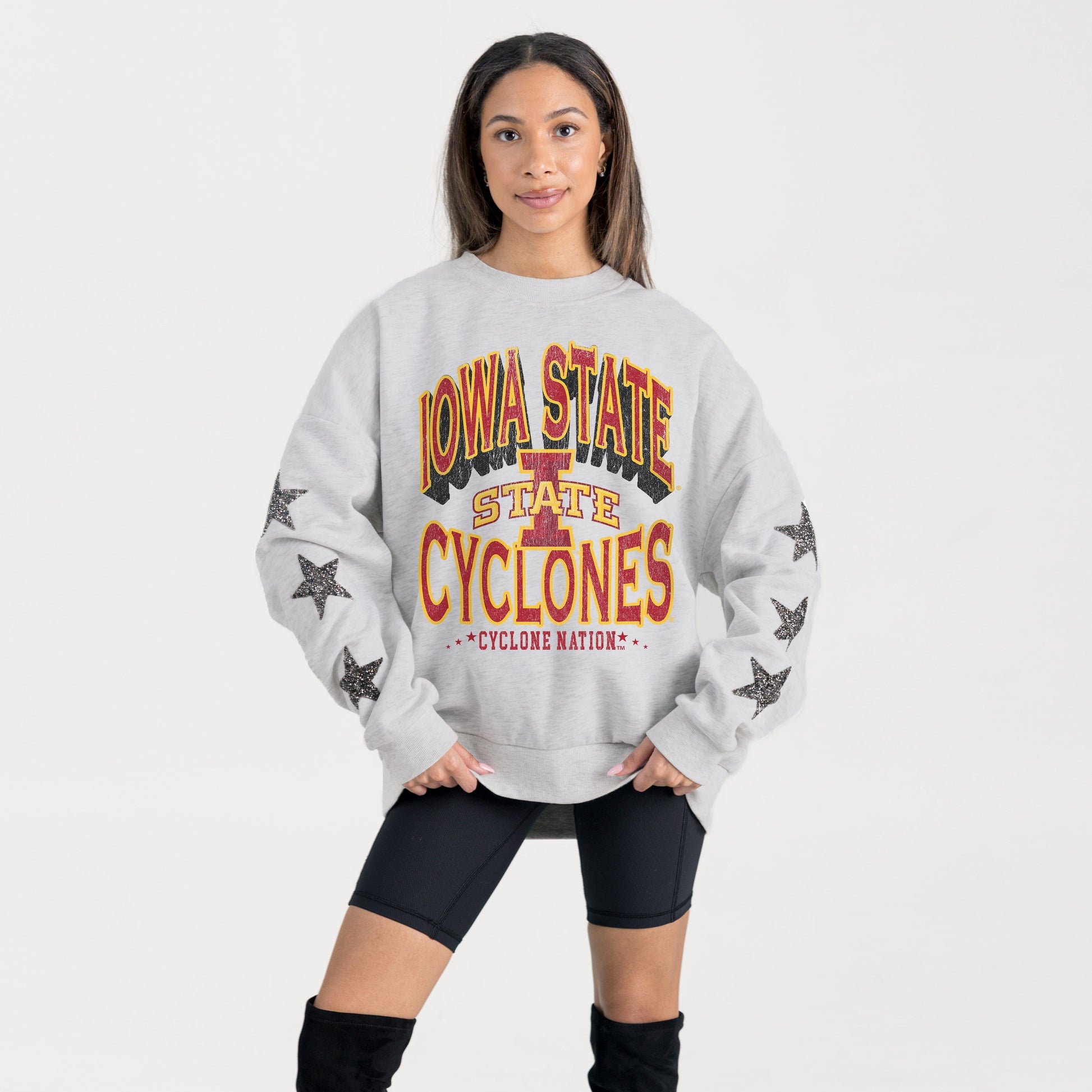 IOWA STATE CYCLONES RESILIENCE STAR EMBELLISHED CREW SWEATSHIRT