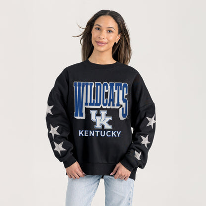 KENTUCKY WILDCATS PURE VICTORY EMBELLISHED STAR SLEEVE CREWNECK PULLOVER