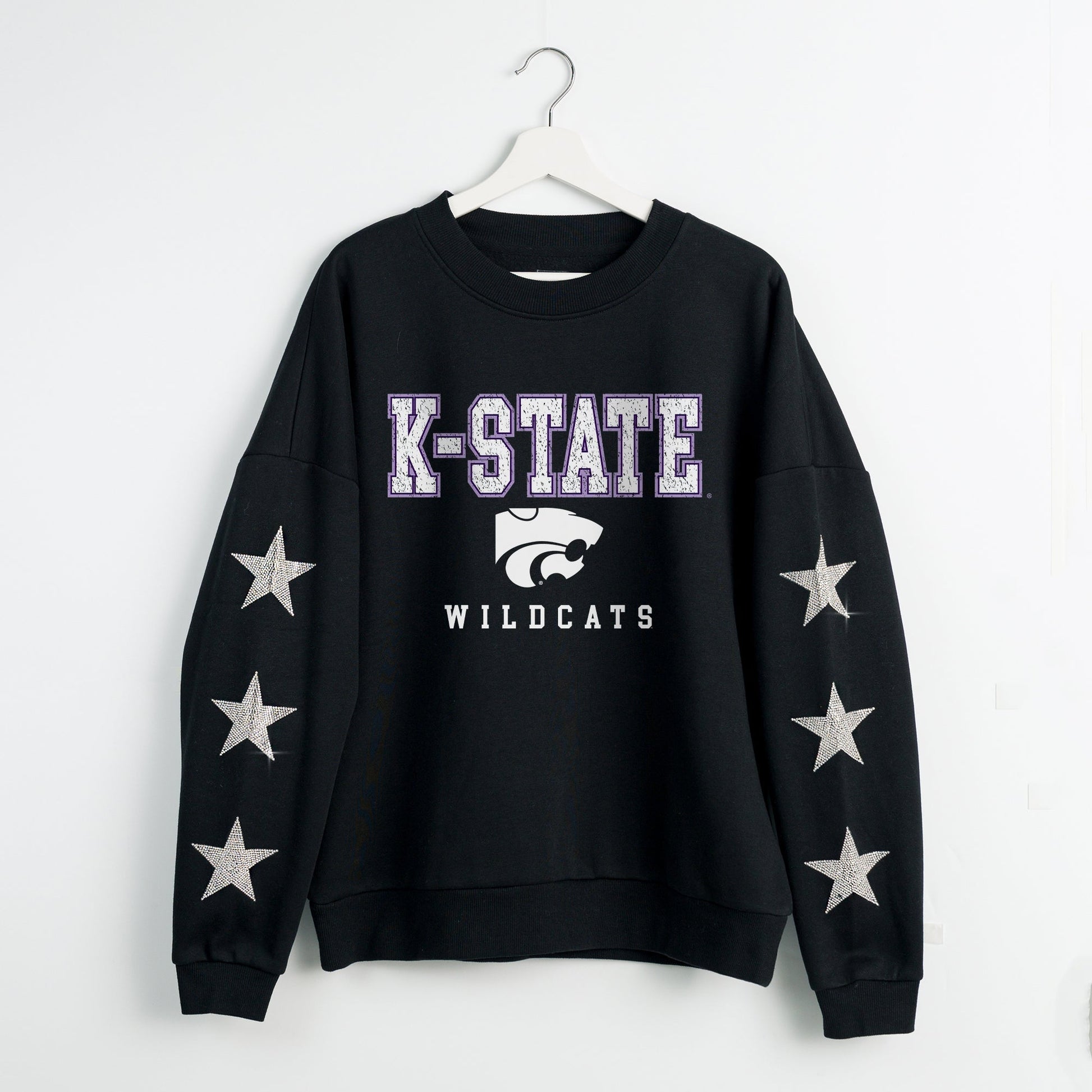 KANSAS STATE WILDCATS VELOCITY STAR EMBELLISHED CREW SWEATSHIRT