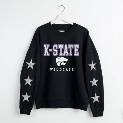KANSAS STATE WILDCATS VELOCITY STAR EMBELLISHED CREW SWEATSHIRT