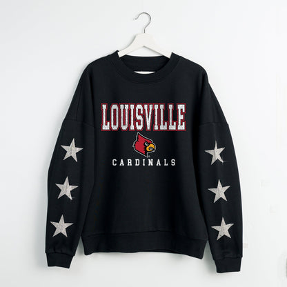 LOUISVILLE CARDINALS VELOCITY STAR EMBELLISHED CREW SWEATSHIRT