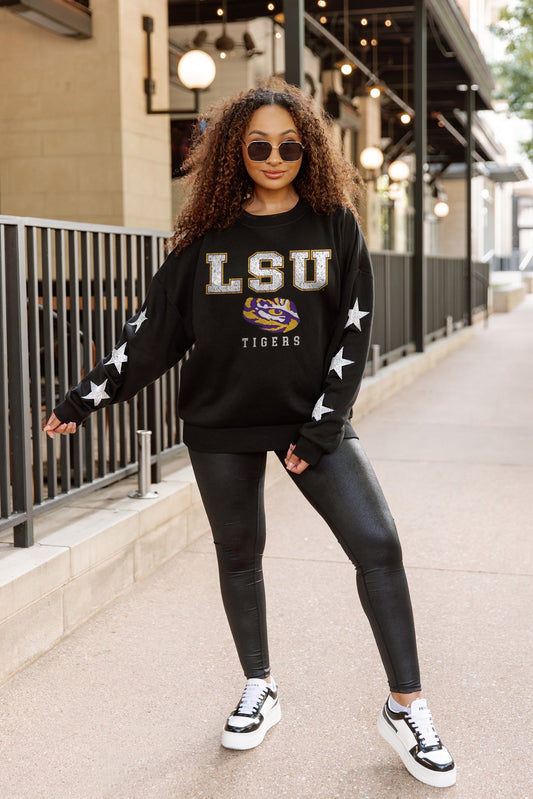 LSU TIGERS VELOCITY STAR EMBELLISHED CREW SWEATSHIRT