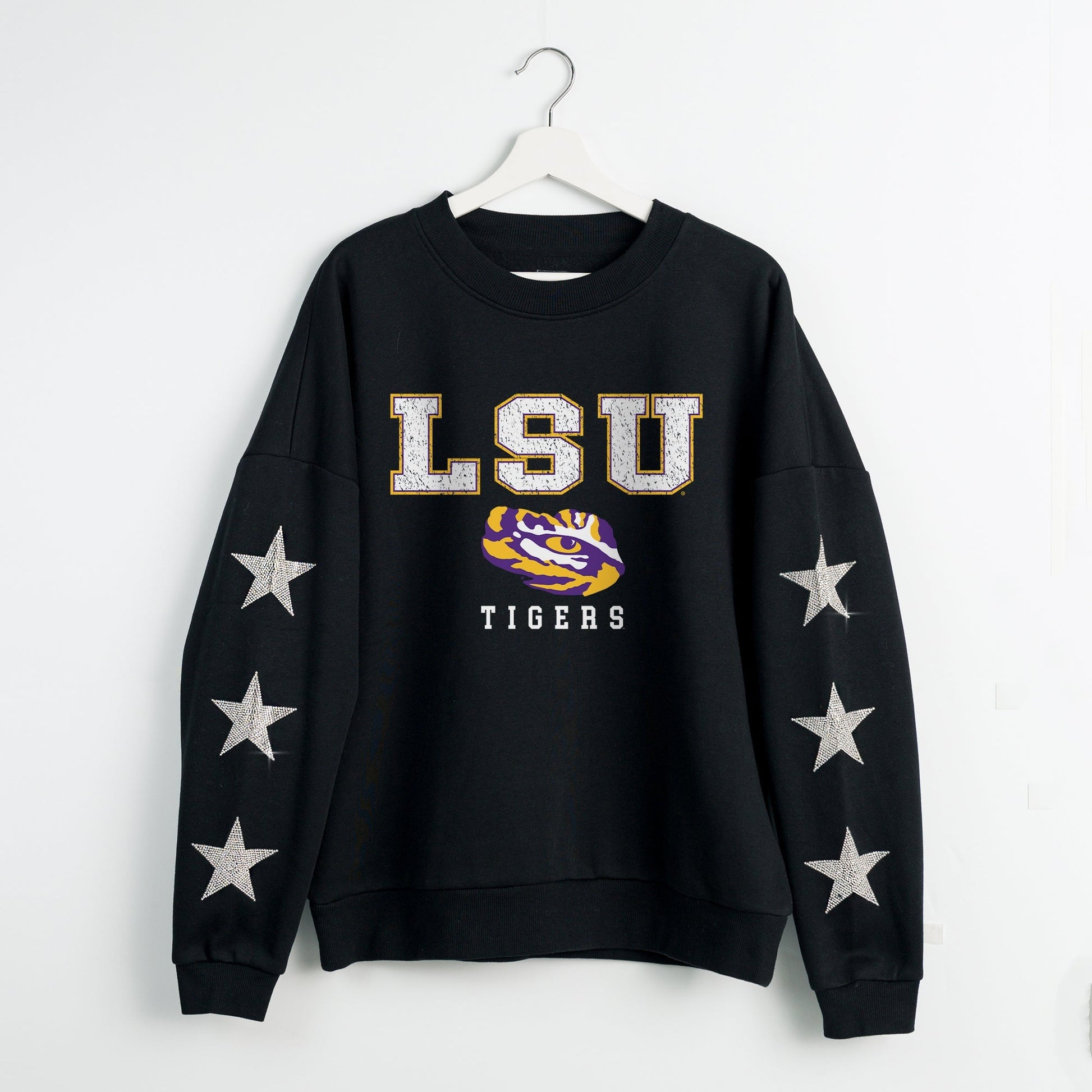 LSU TIGERS VELOCITY STAR EMBELLISHED CREW SWEATSHIRT