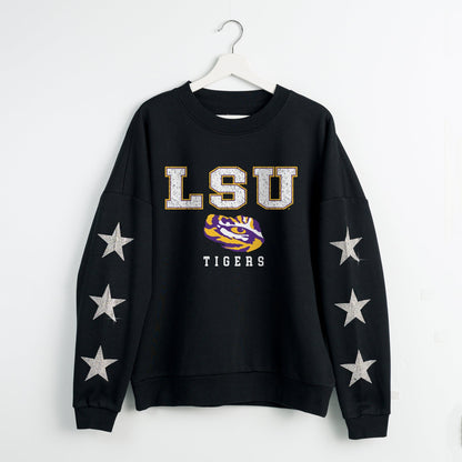LSU TIGERS VELOCITY STAR EMBELLISHED CREW SWEATSHIRT