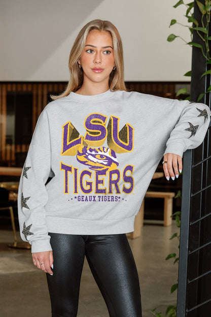 LSU TIGERS RESILIENCE STAR EMBELLISHED CREW SWEATSHIRT