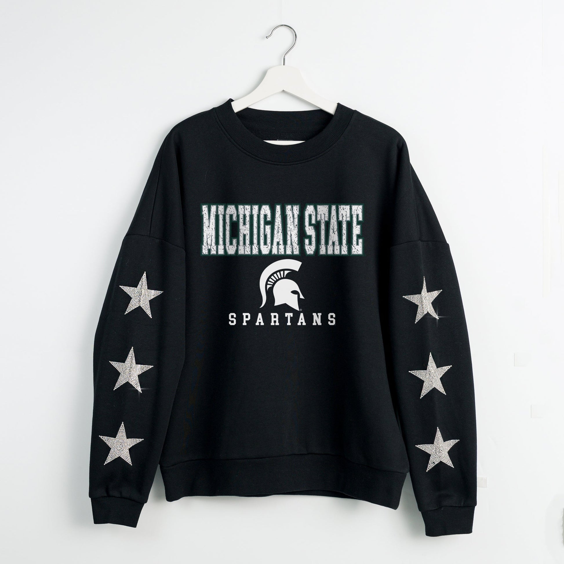 MICHIGAN STATE SPARTANS VELOCITY STAR EMBELLISHED CREW SWEATSHIRT