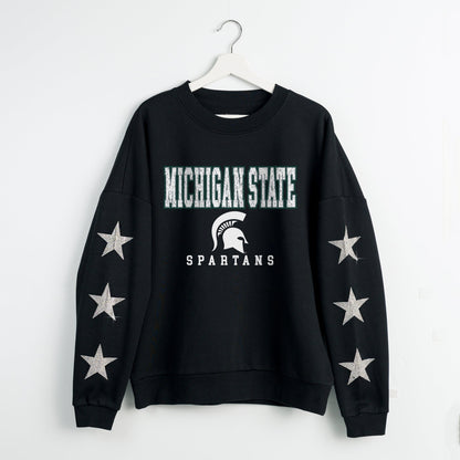 MICHIGAN STATE SPARTANS VELOCITY STAR EMBELLISHED CREW SWEATSHIRT