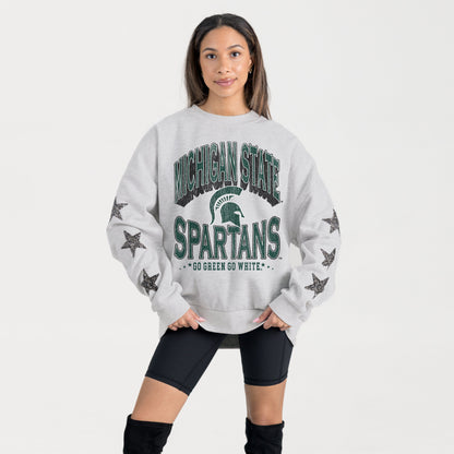 MICHIGAN STATE SPARTANS RESILIENCE STAR EMBELLISHED CREW SWEATSHIRT