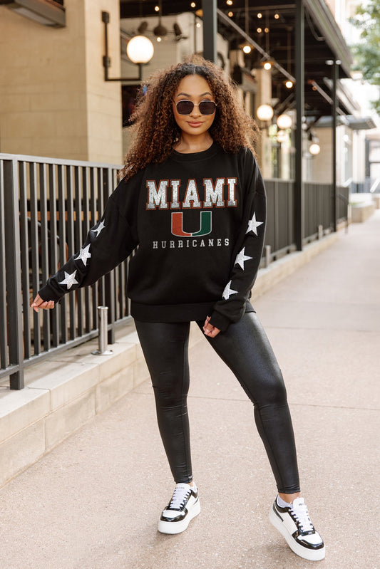 MIAMI HURRICANES VELOCITY STAR EMBELLISHED CREW SWEATSHIRT