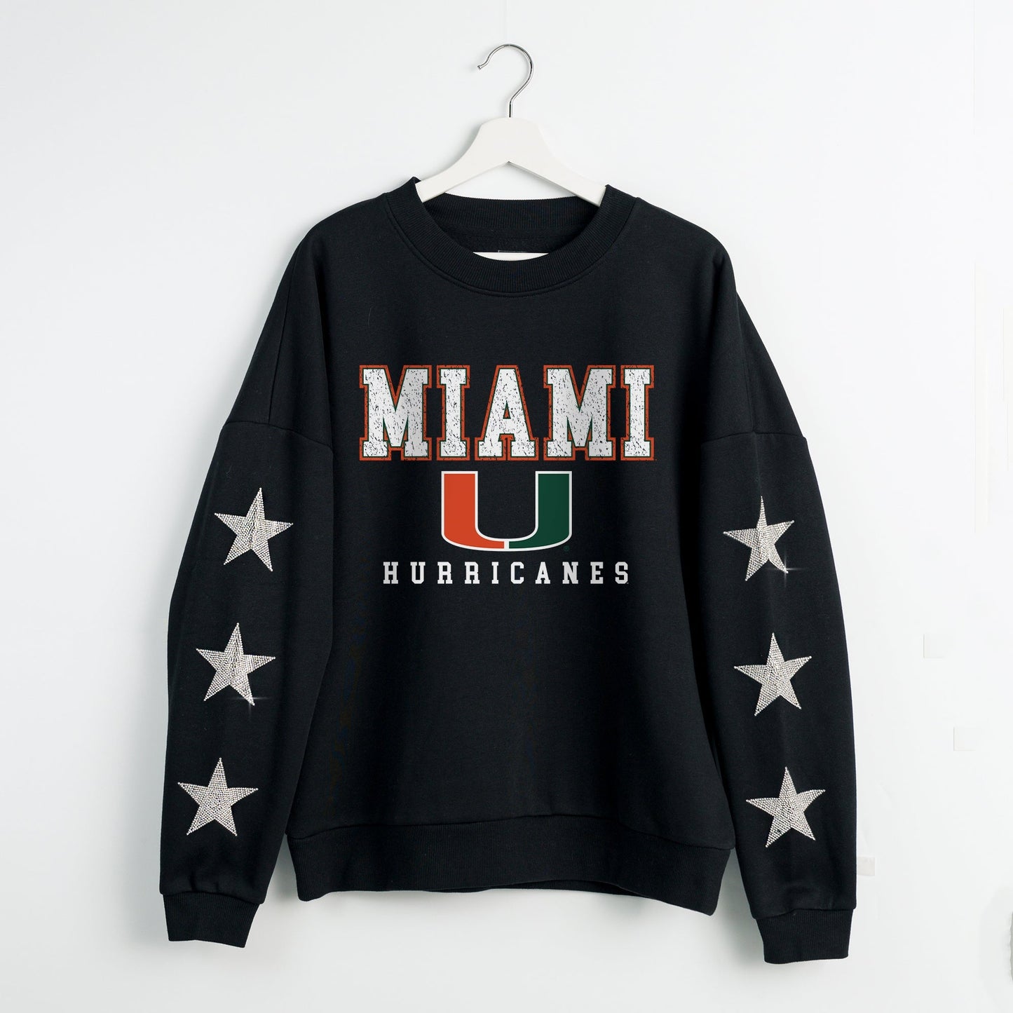 MIAMI HURRICANES VELOCITY STAR EMBELLISHED CREW SWEATSHIRT