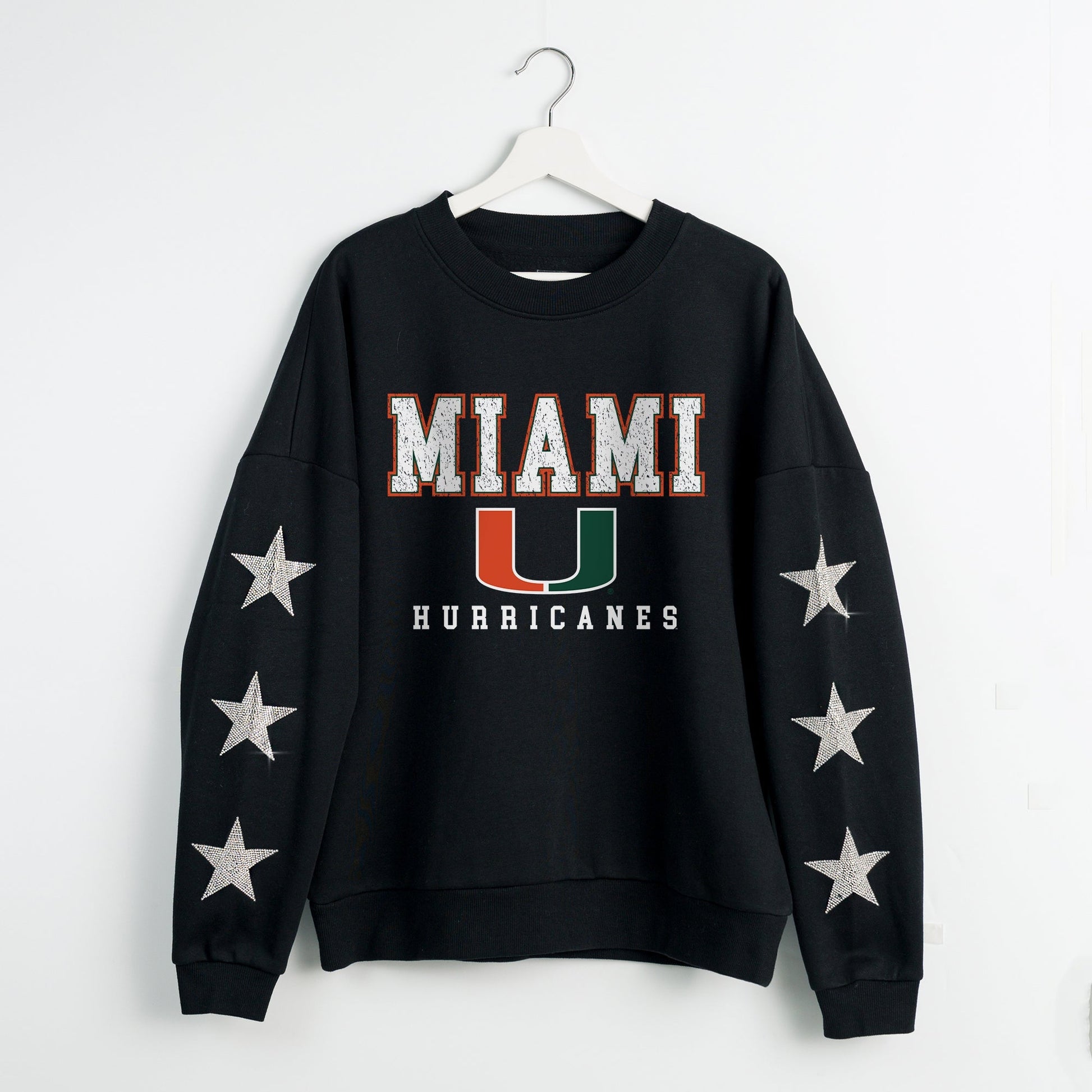 MIAMI HURRICANES VELOCITY STAR EMBELLISHED CREW SWEATSHIRT