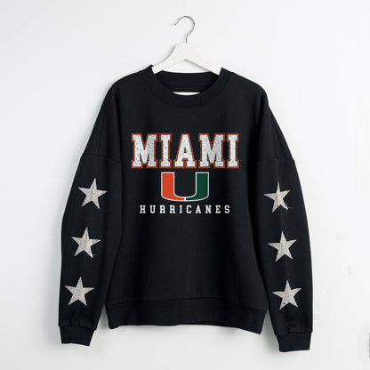 MIAMI HURRICANES VELOCITY STAR EMBELLISHED CREW SWEATSHIRT
