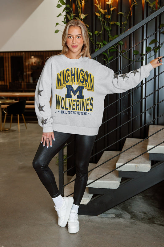 MICHIGAN WOLVERINES RESILIENCE STAR EMBELLISHED CREW SWEATSHIRT