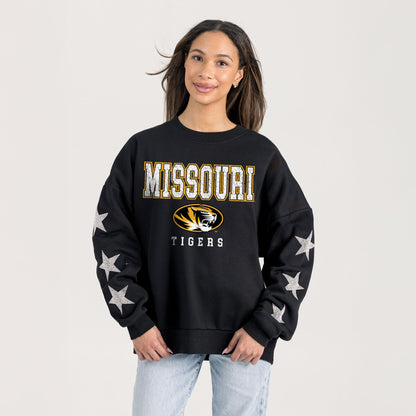 MISSOURI TIGERS VELOCITY STAR EMBELLISHED CREW SWEATSHIRT