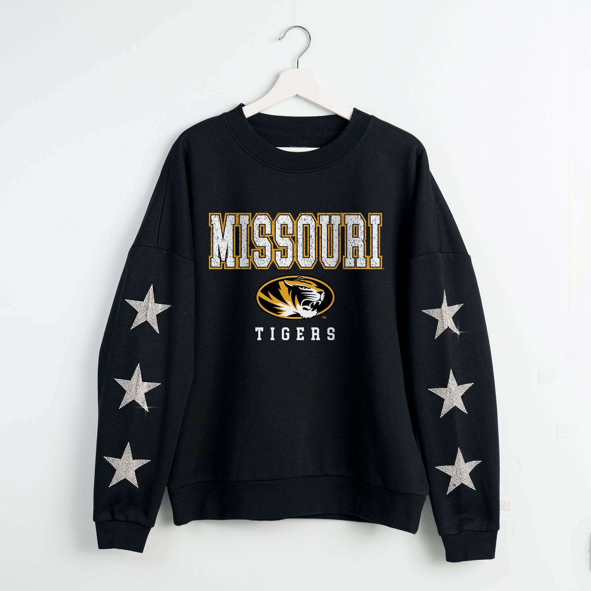 MISSOURI TIGERS VELOCITY STAR EMBELLISHED CREW SWEATSHIRT