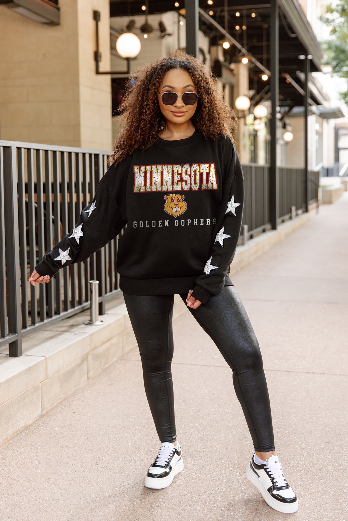 MINNESOTA GOLDEN GOPHERS VELOCITY STAR EMBELLISHED CREW SWEATSHIRT