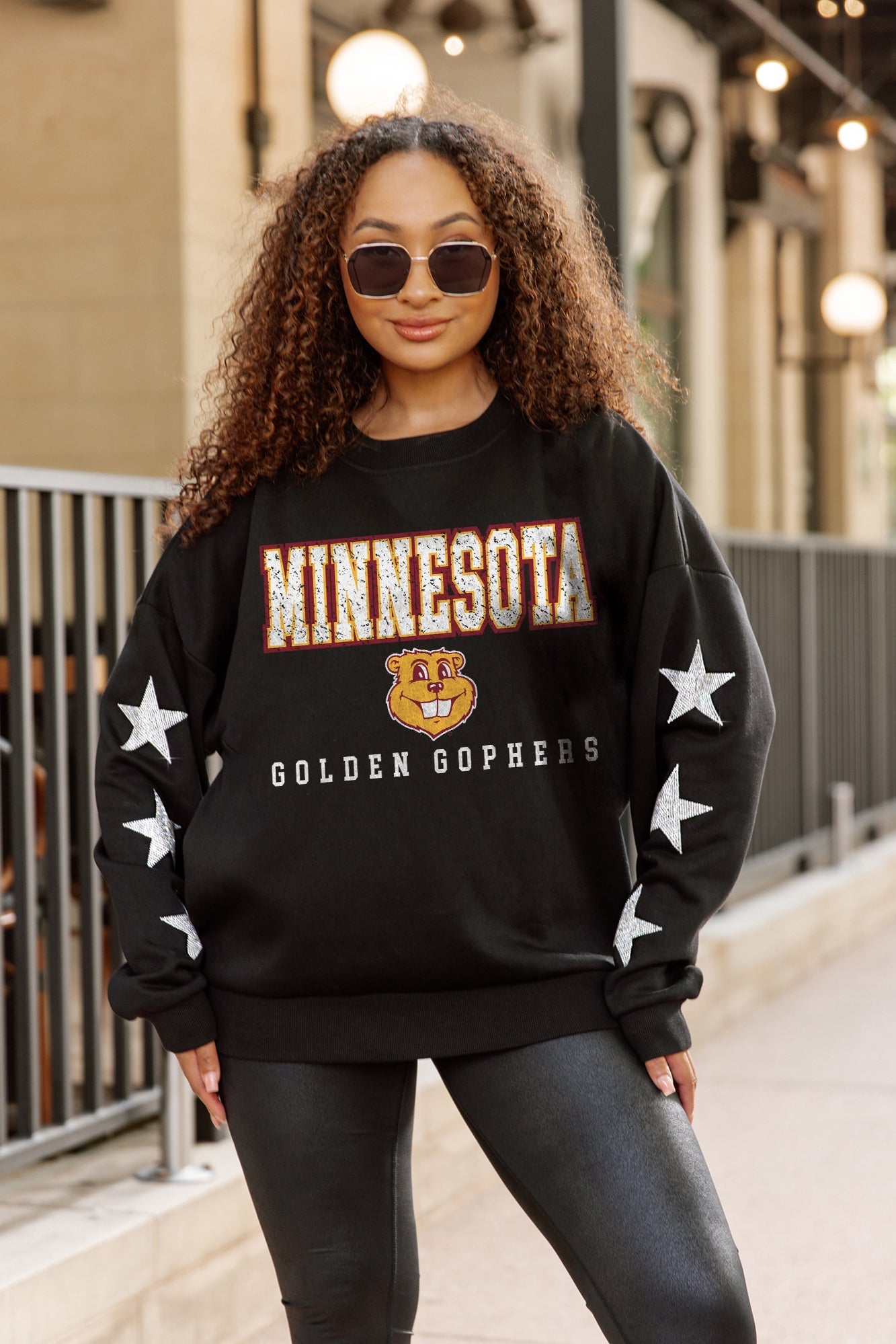 MINNESOTA GOLDEN GOPHERS VELOCITY STAR EMBELLISHED CREW SWEATSHIRT