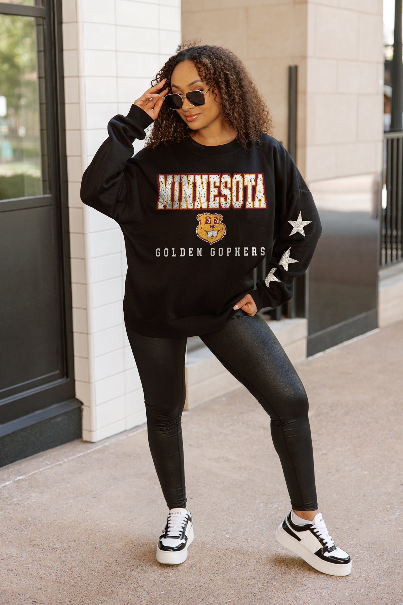 MINNESOTA GOLDEN GOPHERS VELOCITY STAR EMBELLISHED CREW SWEATSHIRT